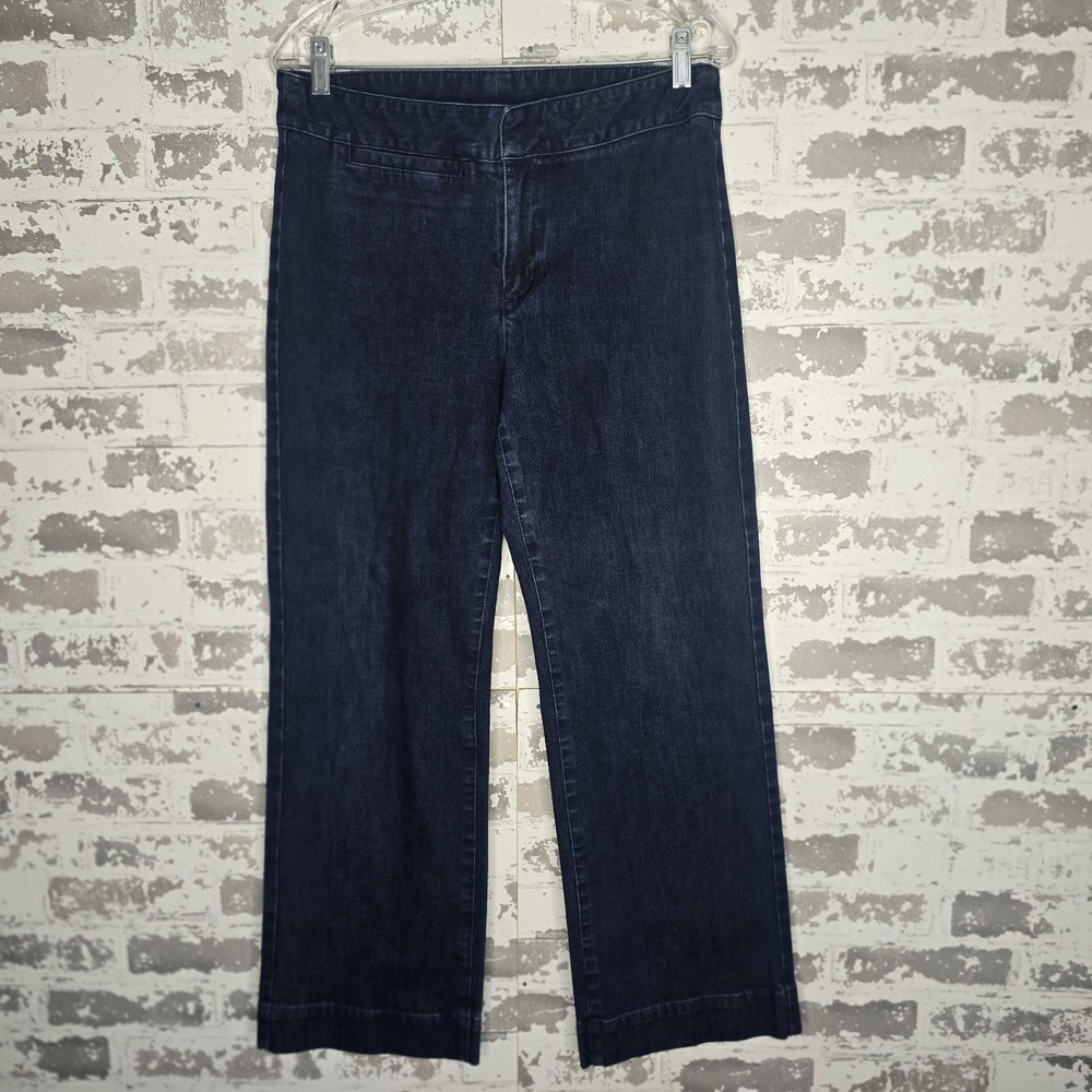 Soft Surroundings Jeans Womens 10P Wide Leg Denim Pants Dark Indigo Wash Stretch